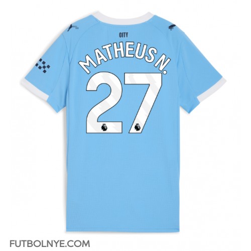 Camiseta Manchester City Matheus Nunes #27 Primera Equipación para mujer 2025-26 manga corta
